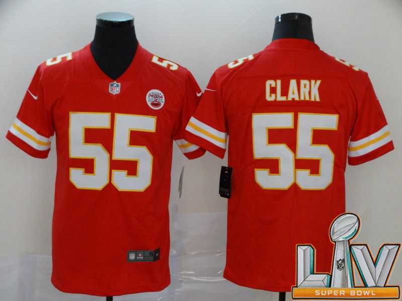 Super Bowl LV 2021 Men Kansas City Chiefs 55 Clark Red Nike Vapor Untouchable Limited NFL Jersey